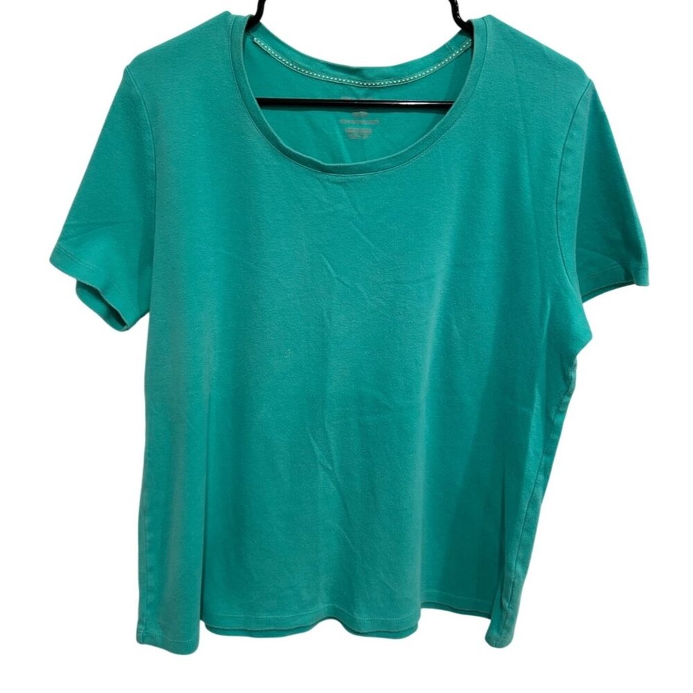 White Stag Turquoise Short Sleeve T-Shirt Cotton Top Sz XL